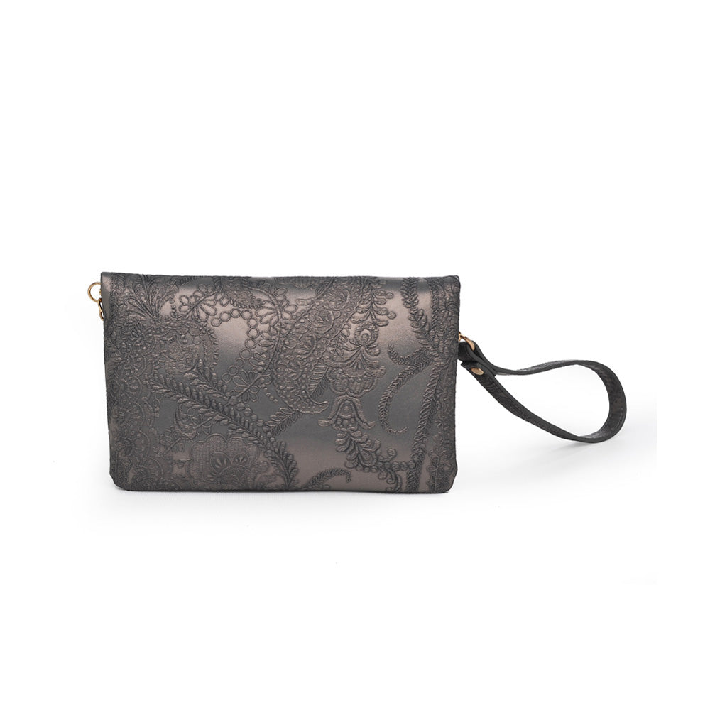 Product Image of Urban Expressions Lucy Floral Wristlet NA-840611151544 View 3 | Pewter