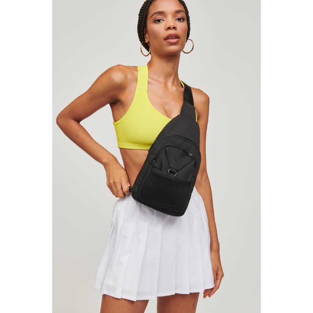 Woman wearing Black Urban Expressions Walker - Nylon Sling Backpack 840611110640 View 1 | Black
