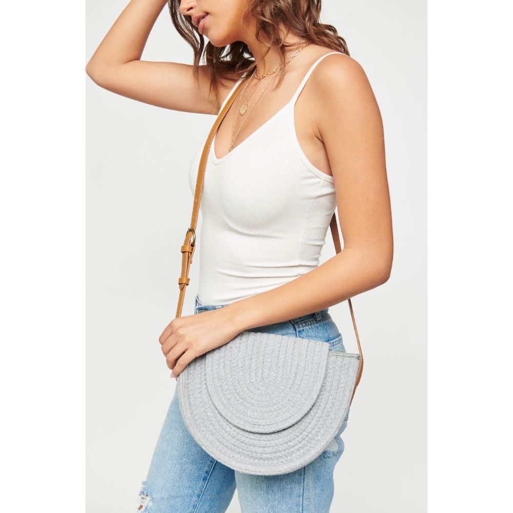 Woman wearing Grey Urban Expressions Leland Crossbody 840611171603 View 1 | Grey