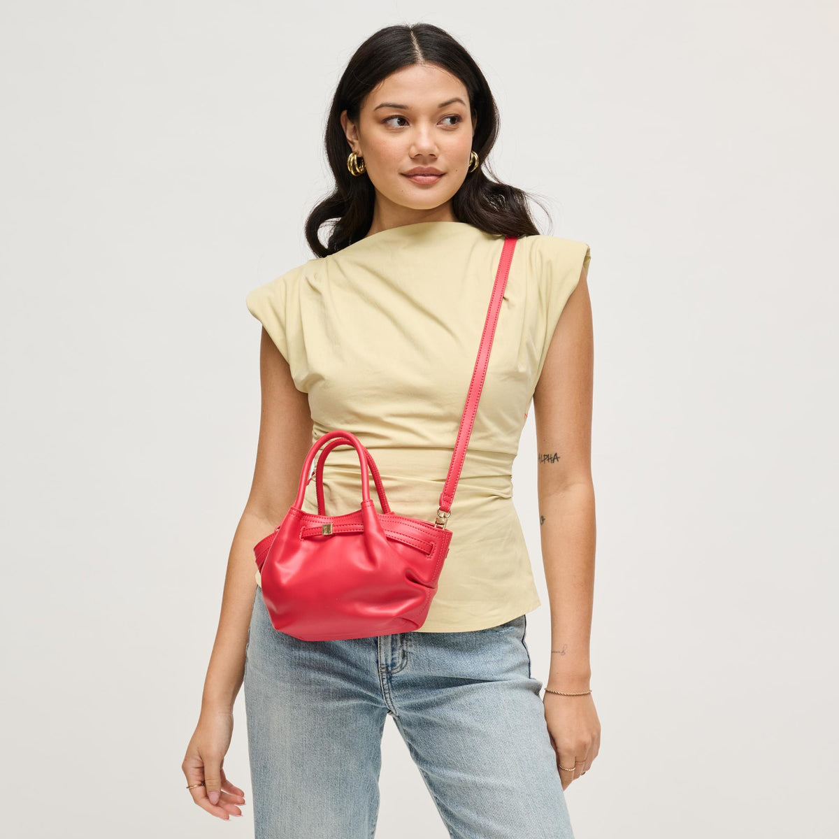 Woman wearing Red Urban Expressions Selena - Color Pop Crossbody 840504204913 View 2 | Red