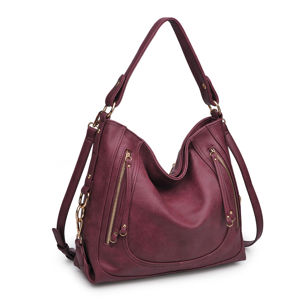 Product Image of Urban Expressions Jessica Pebble Satchel NA-840611155221 View 2 | Burgundy