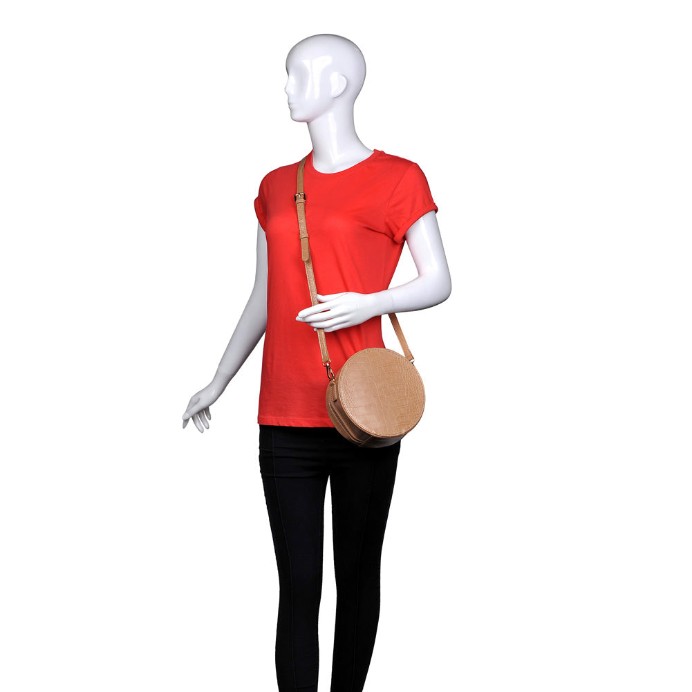 Woman wearing Mocha Urban Expressions Sawyer Crossbody NA-840611152480 View 1 | Mocha