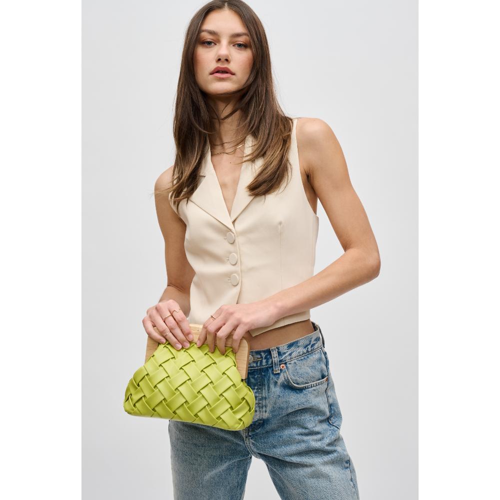 Woman wearing Citron Urban Expressions Matilda Clutch 840611192097 View 2 | Citron
