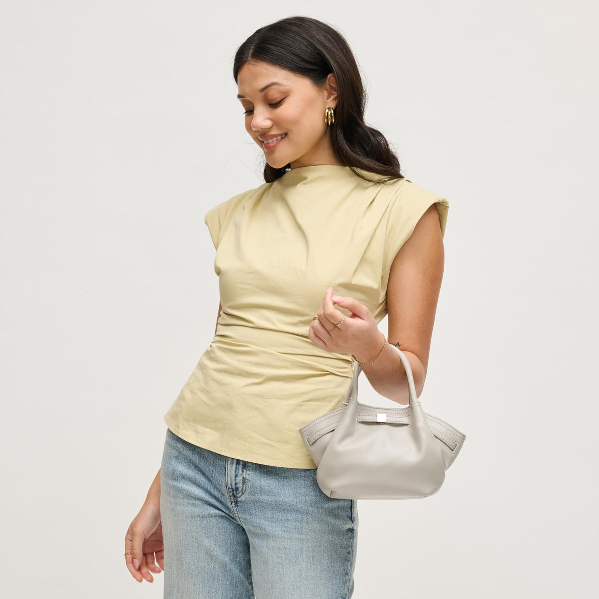 Woman wearing Grey Urban Expressions Selena - Color Pop Crossbody 840504204920 View 4 | Grey