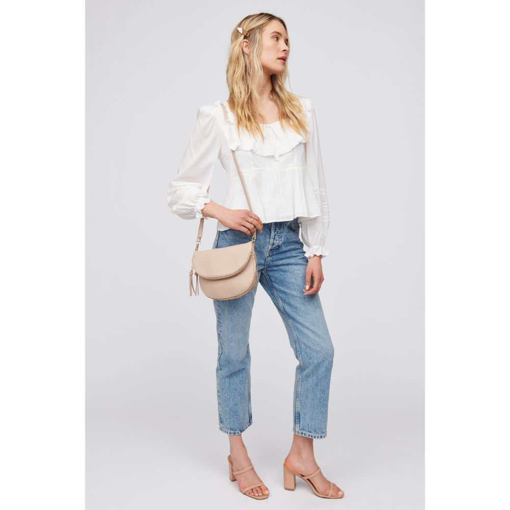 Woman wearing Almond Urban Expressions Holly Crossbody 818209015851 View 3 | Almond