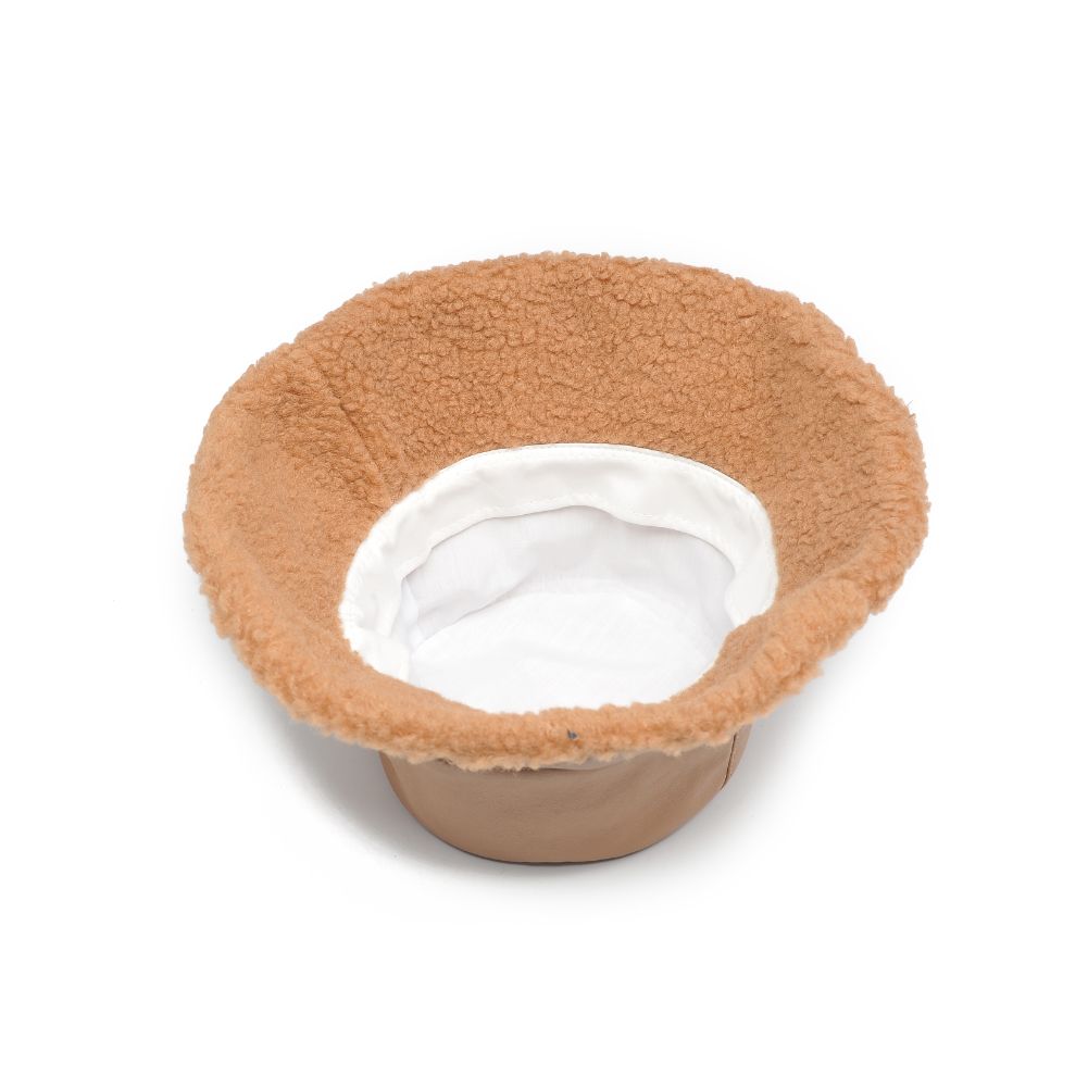 Product Image of Urban Expressions Shearling Trim Bucket Hat Bucket Hat 818209014700 View 8 | Latte