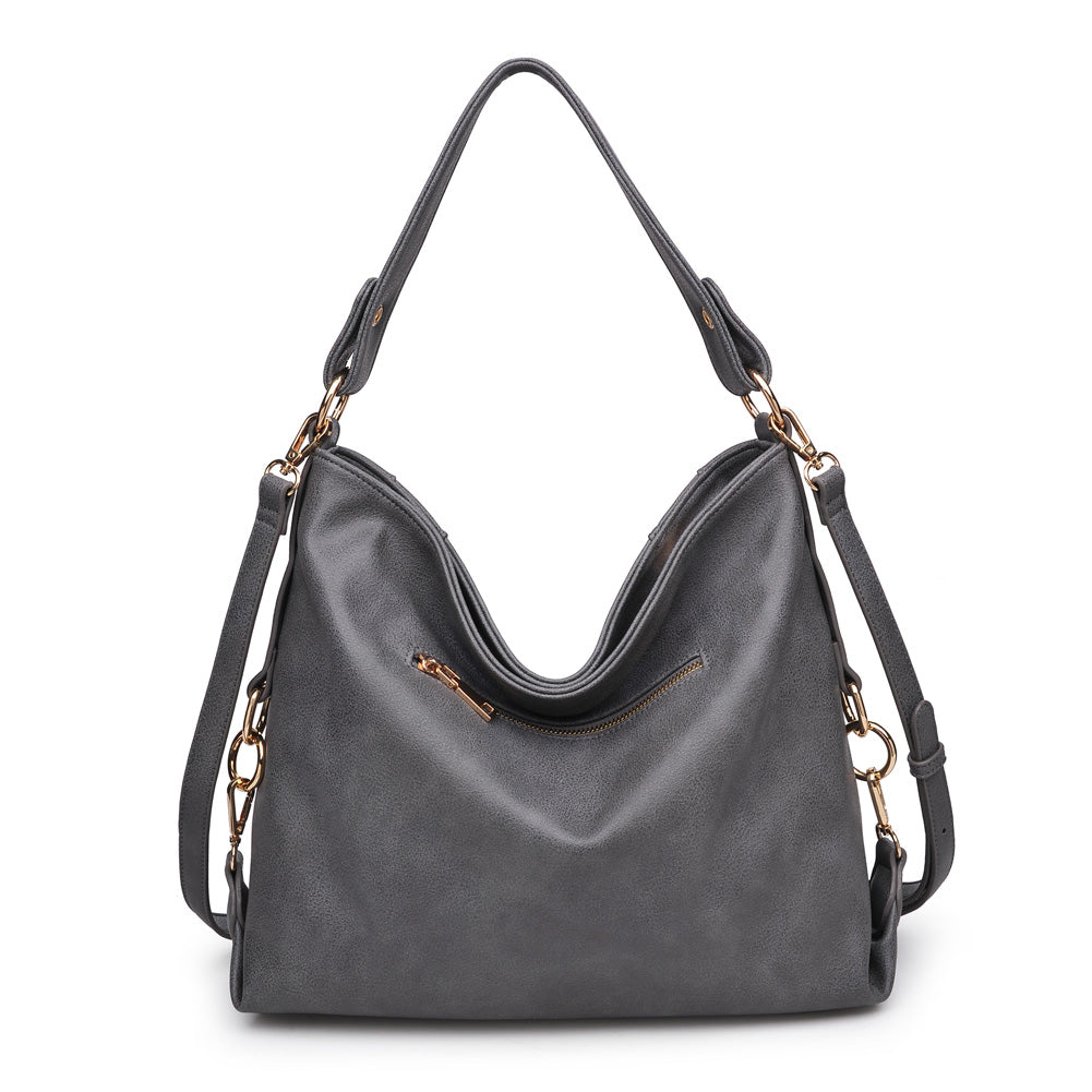 Product Image of Urban Expressions Jessica Pebble Satchel NA-840611155238 View 3 | Gunmetal