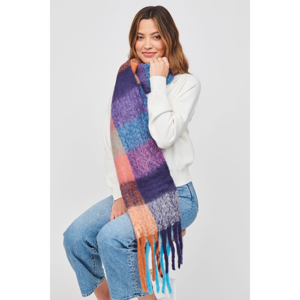 Woman wearing Purple Multi Urban Expressions MAGGIO Scarves 840611103970 View 2 | Purple Multi