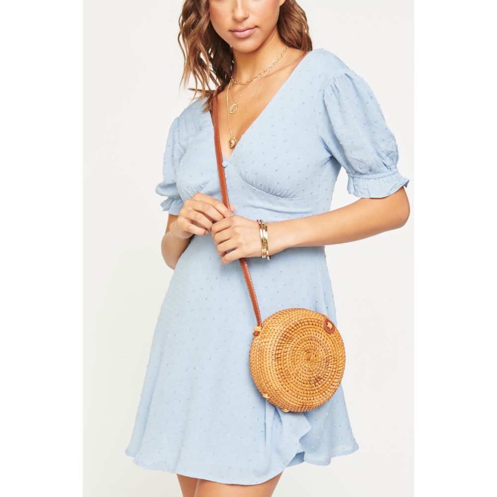 Woman wearing Natural Urban Expressions Bacara Crossbody 840611167576 View 1 | Natural