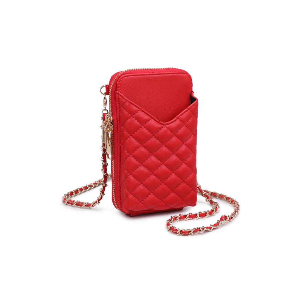 Woman wearing Red Urban Expressions Bodie Cell Phone Crossbody 840611123367 View 6 | Red