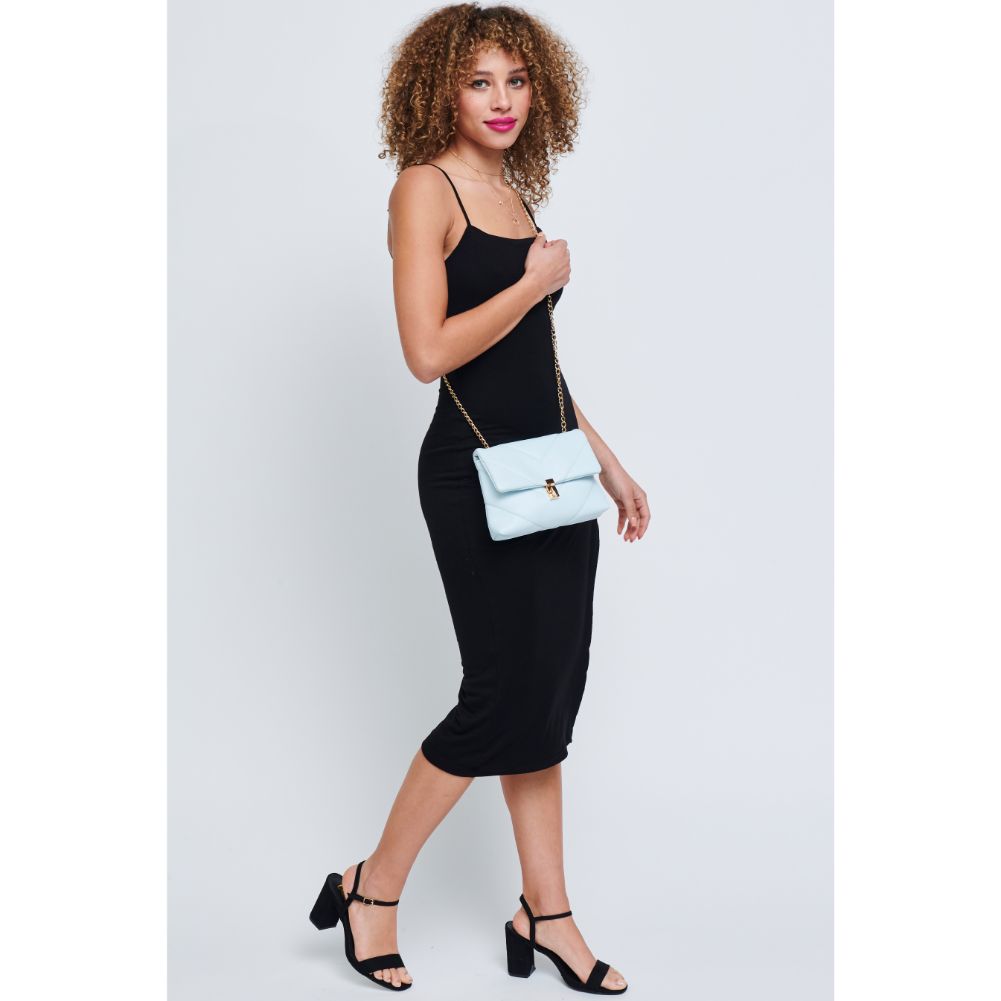 Woman wearing Ice Blue Urban Expressions Samantha Crossbody 840611178930 View 4 | Ice Blue