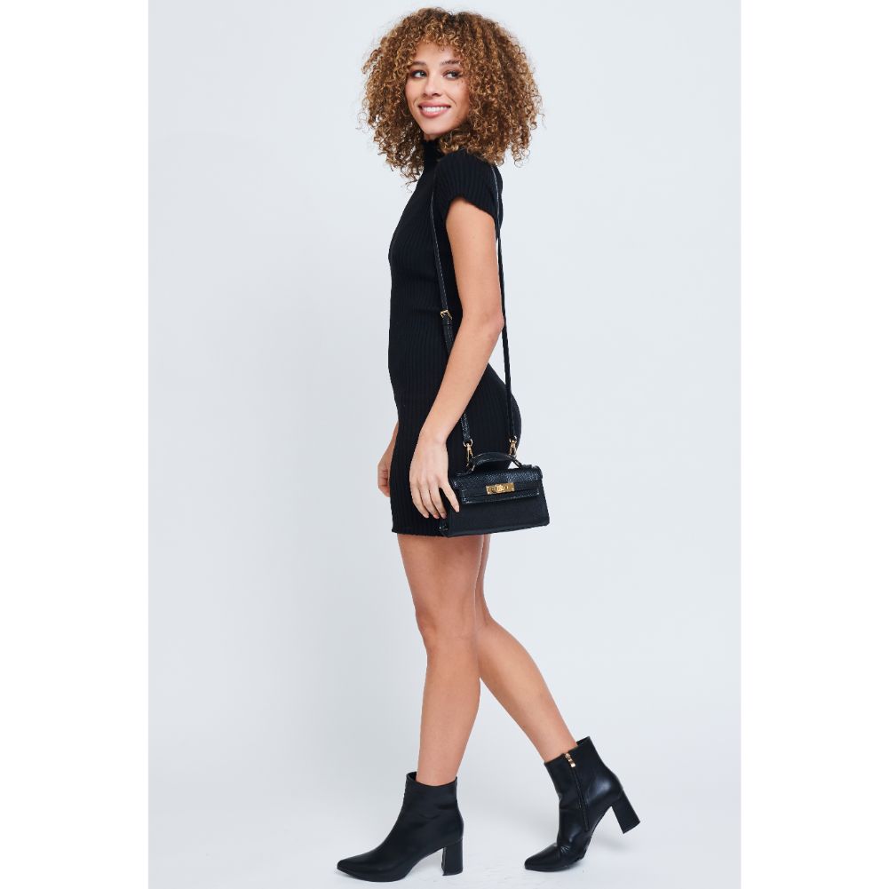 Woman wearing Black Urban Expressions Georgina Snake Crossbody 840611181268 View 4 | Black