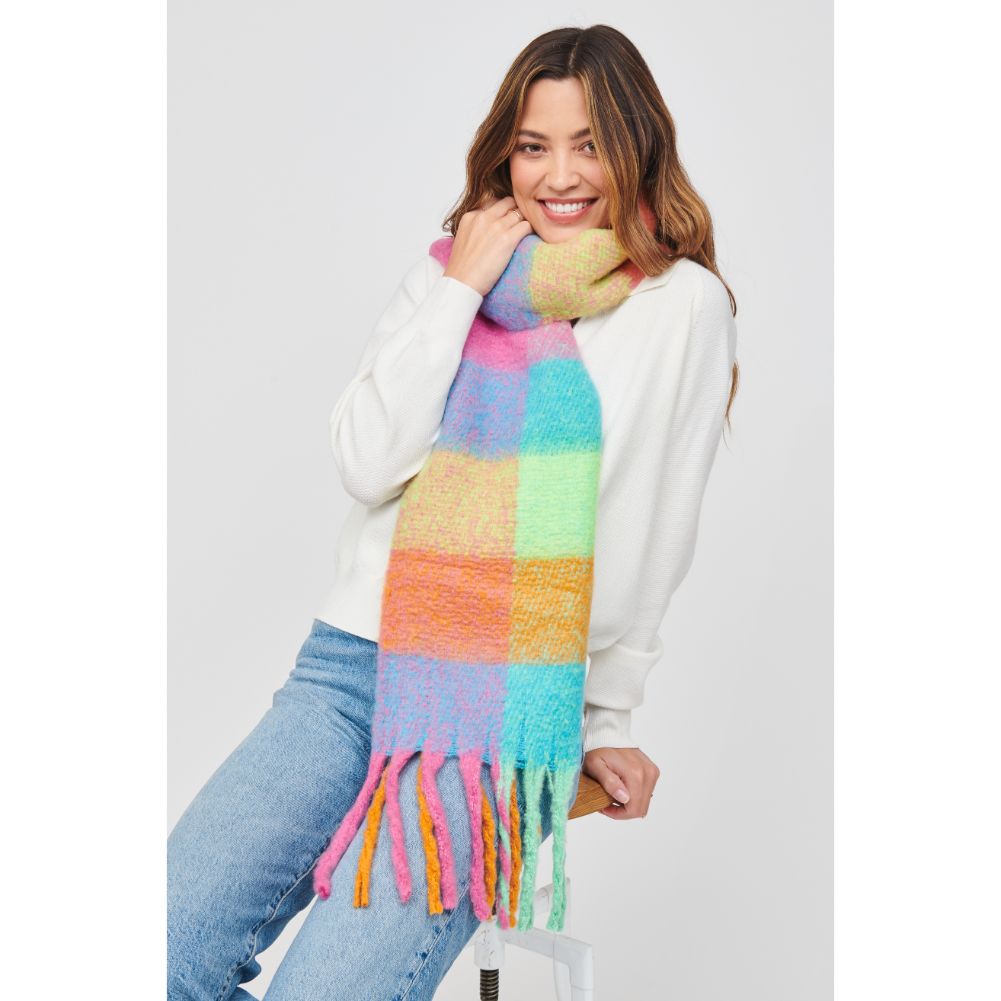 Woman wearing Orange Multi Urban Expressions MAGGIO Scarves 840611103963 View 2 | Orange Multi