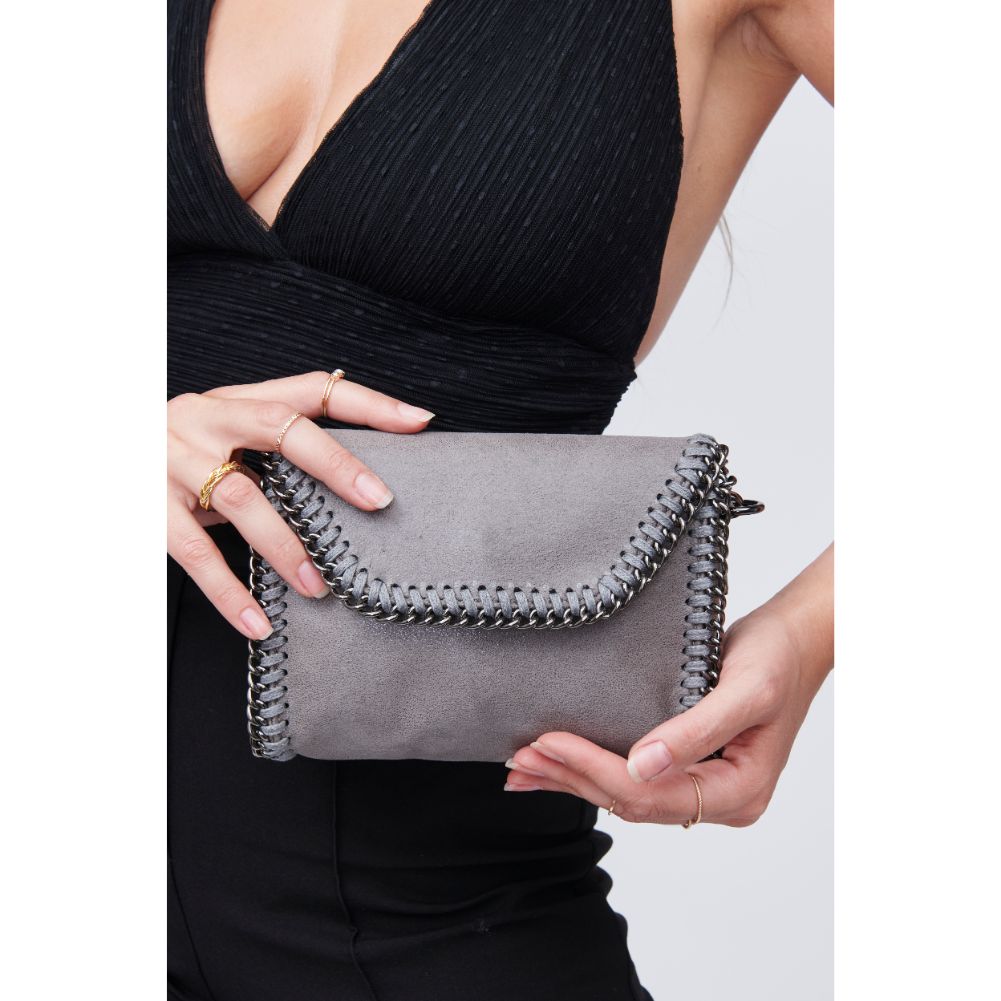 Woman wearing Gunmetal Urban Expressions Felicia Crossbody 818209011518 View 1 | Gunmetal