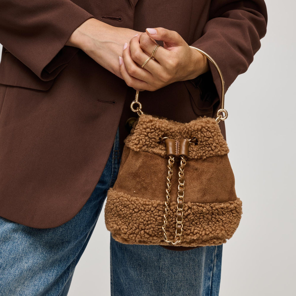 Woman wearing Cognac Urban Expressions Phoenix Crossbody 840504213908 View 1 | Cognac