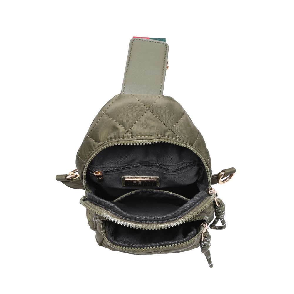 Urban Expressions Ace - Quilted Nylon Sling Backpack 840611101693 View 8 | Olive