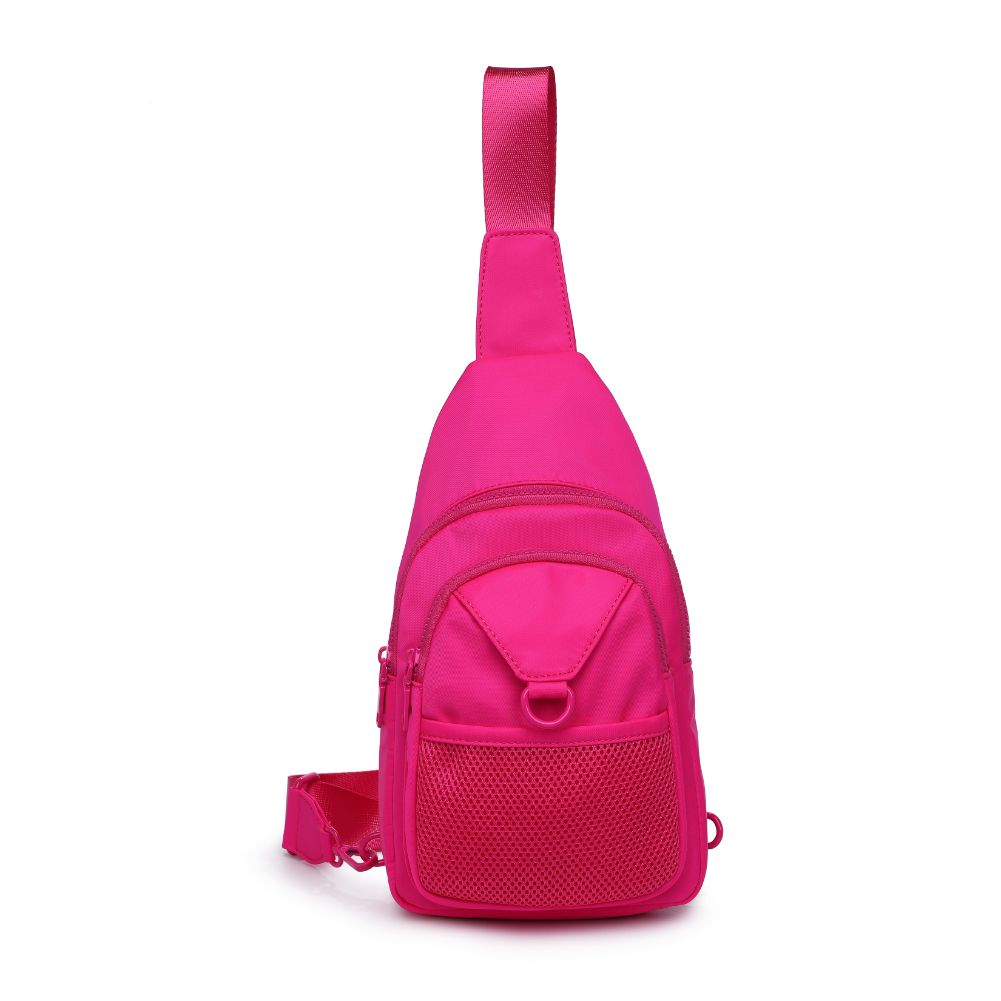 Woman wearing Magenta Urban Expressions Walker - Nylon Sling Backpack 840611110671 View 5 | Magenta