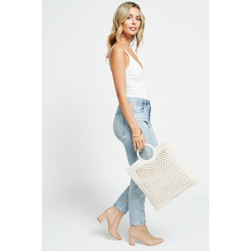 Woman wearing Ivory Urban Expressions Bermuda Tote 840611181718 View 4 | Ivory