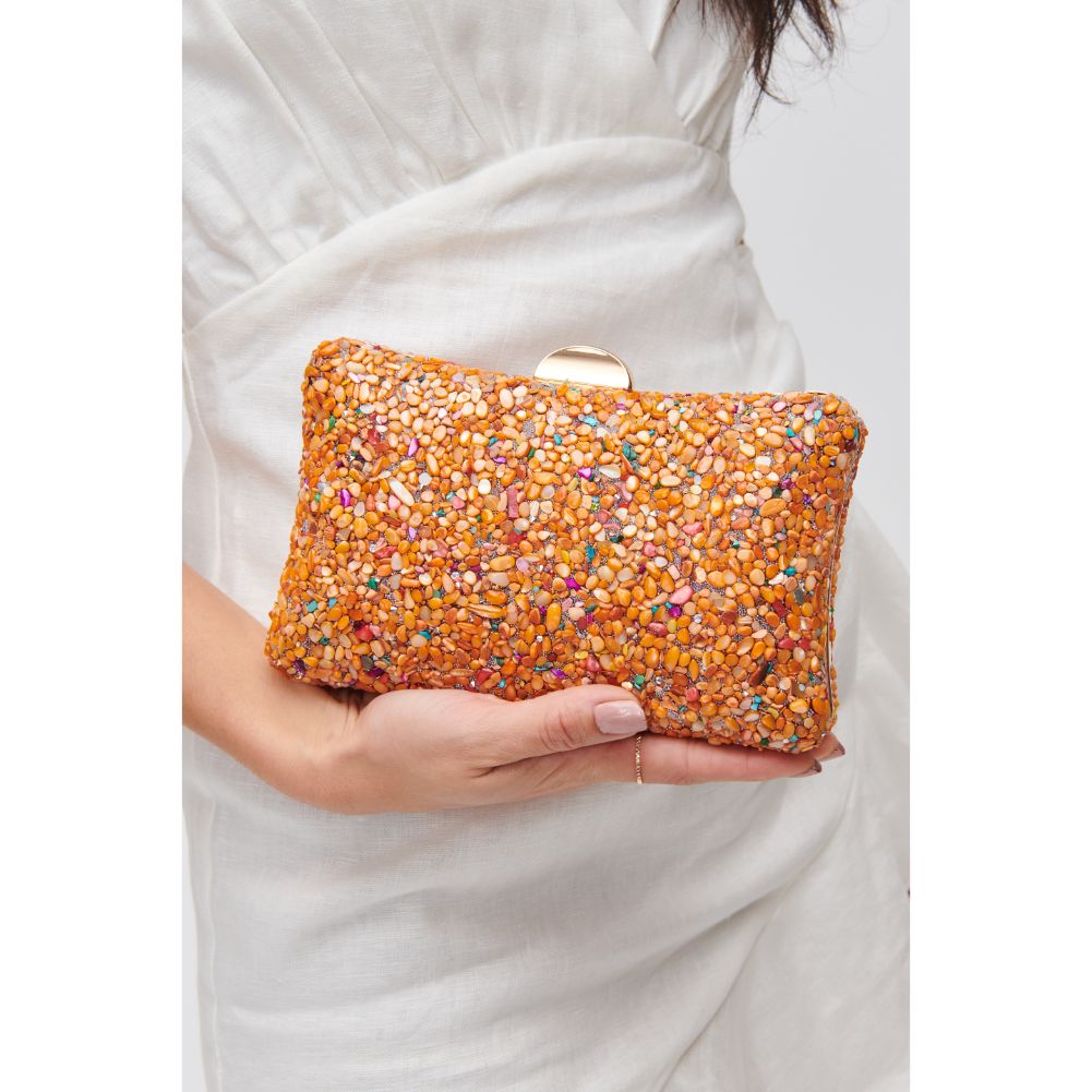 Woman wearing Orange Urban Expressions Shelley Evening Bag 840611118219 View 1 | Orange