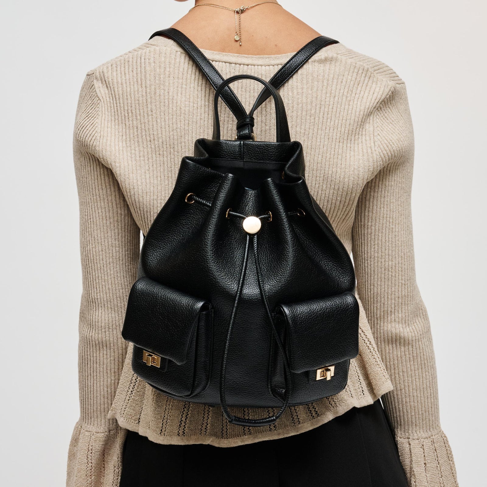 Woman wearing Black Urban Expressions Clearfield Backpack 840504212369 View 1 | Black