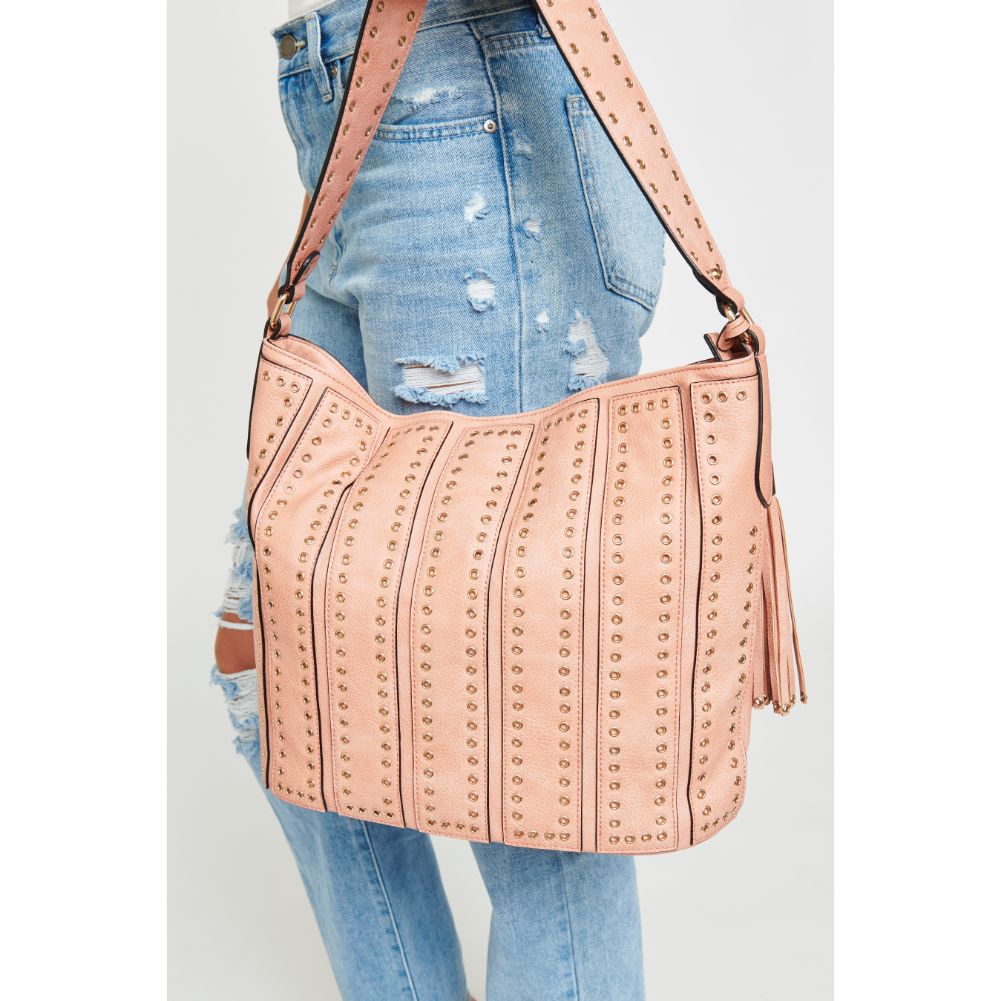 Woman wearing Peach Urban Expressions Nicola Hobo NA-840611126382 View 4 | Peach