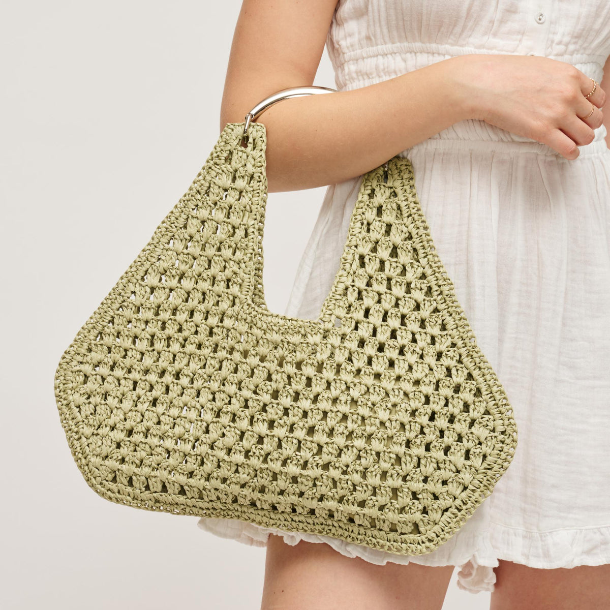 Woman wearing Sage Urban Expressions Iris Hobo 840504204852 View 2 | Sage