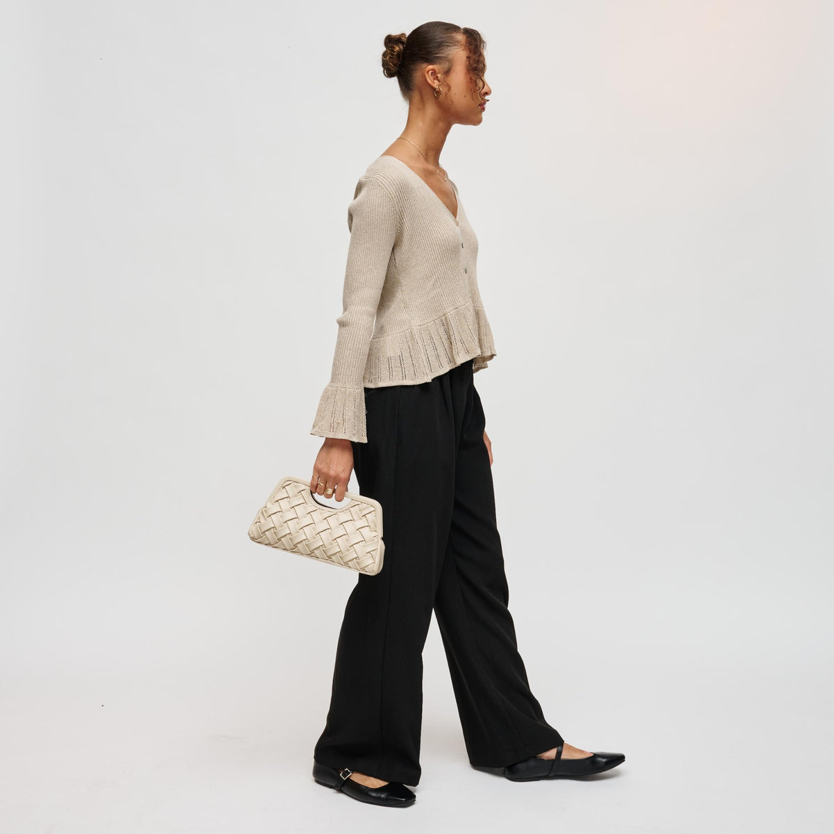 Woman wearing Cream Urban Expressions Alouette Clutch 840504211539 View 3 | Cream
