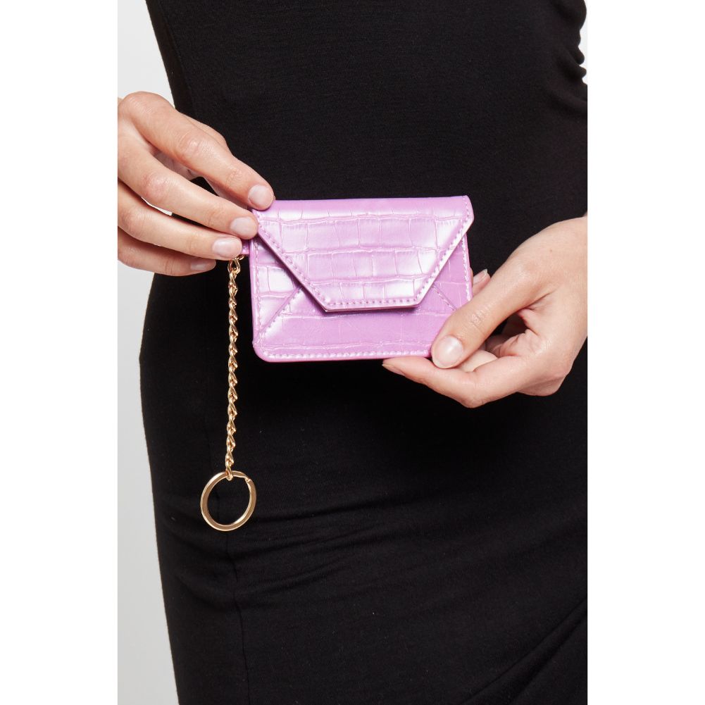 Woman wearing Lilac Urban Expressions Gia - Croco Card Holder 840611181800 View 1 | Lilac
