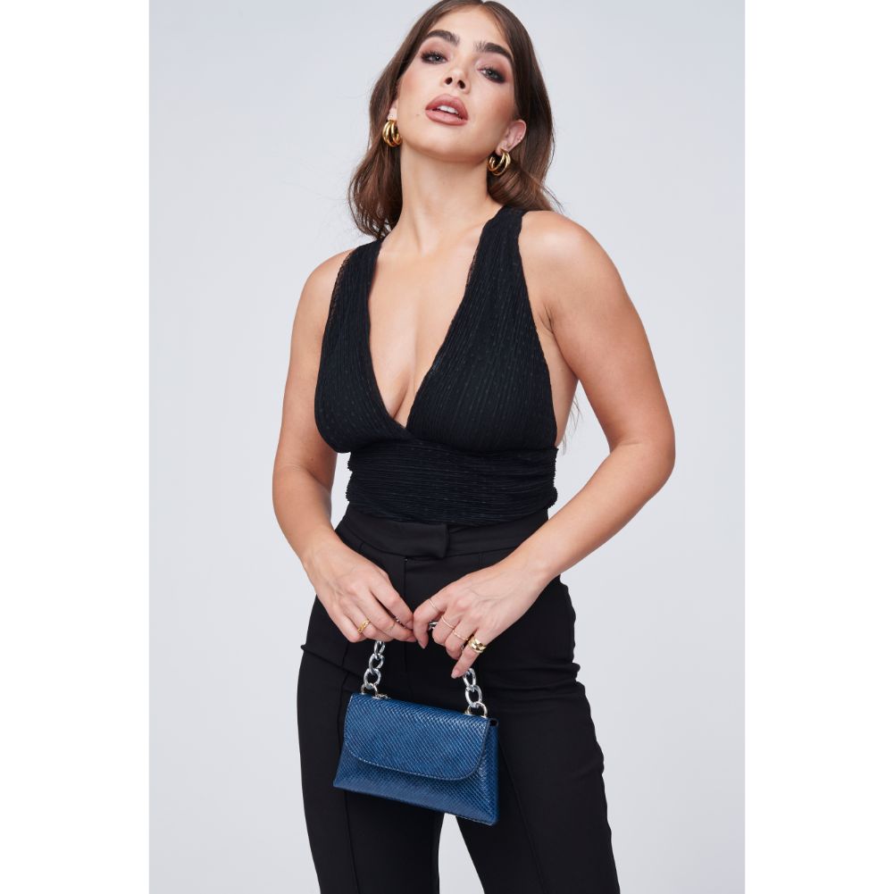 Woman wearing Denim Urban Expressions Teagan Crossbody 818209011617 View 3 | Denim