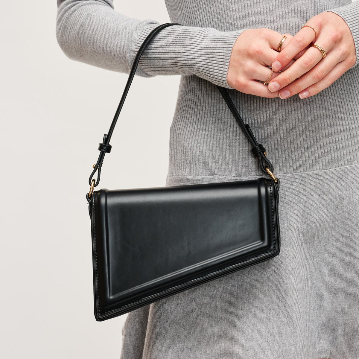 Woman wearing Black Urban Expressions Sleek Contour Crossbody 840611144904 View 4 | Black
