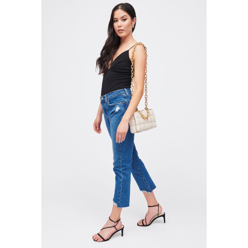 Woman wearing Oatmilk Urban Expressions Ines Crossbody 840611185471 View 3 | Oatmilk