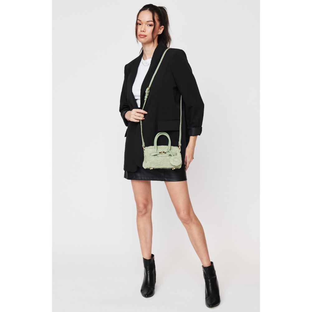 Woman wearing Sage Urban Expressions Hyacinth Crossbody 840611102652 View 4 | Sage