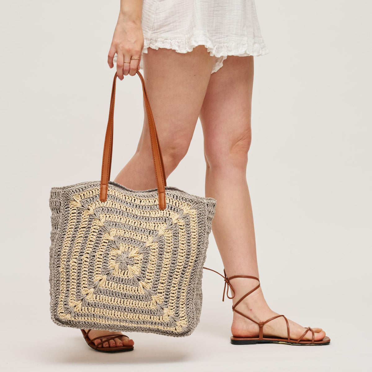 Woman wearing Grey Multi Urban Expressions Palmyra Tote 818209016629 View 2 | Grey Multi