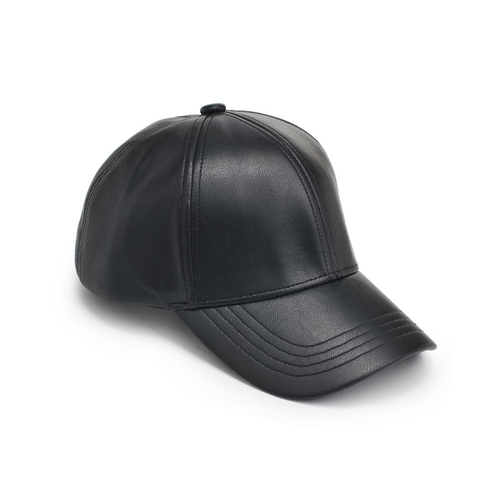 Product Image of Urban Expressions Vegan Leather Baseball Hat Baseball Cap 818209014748 View 5 | Black