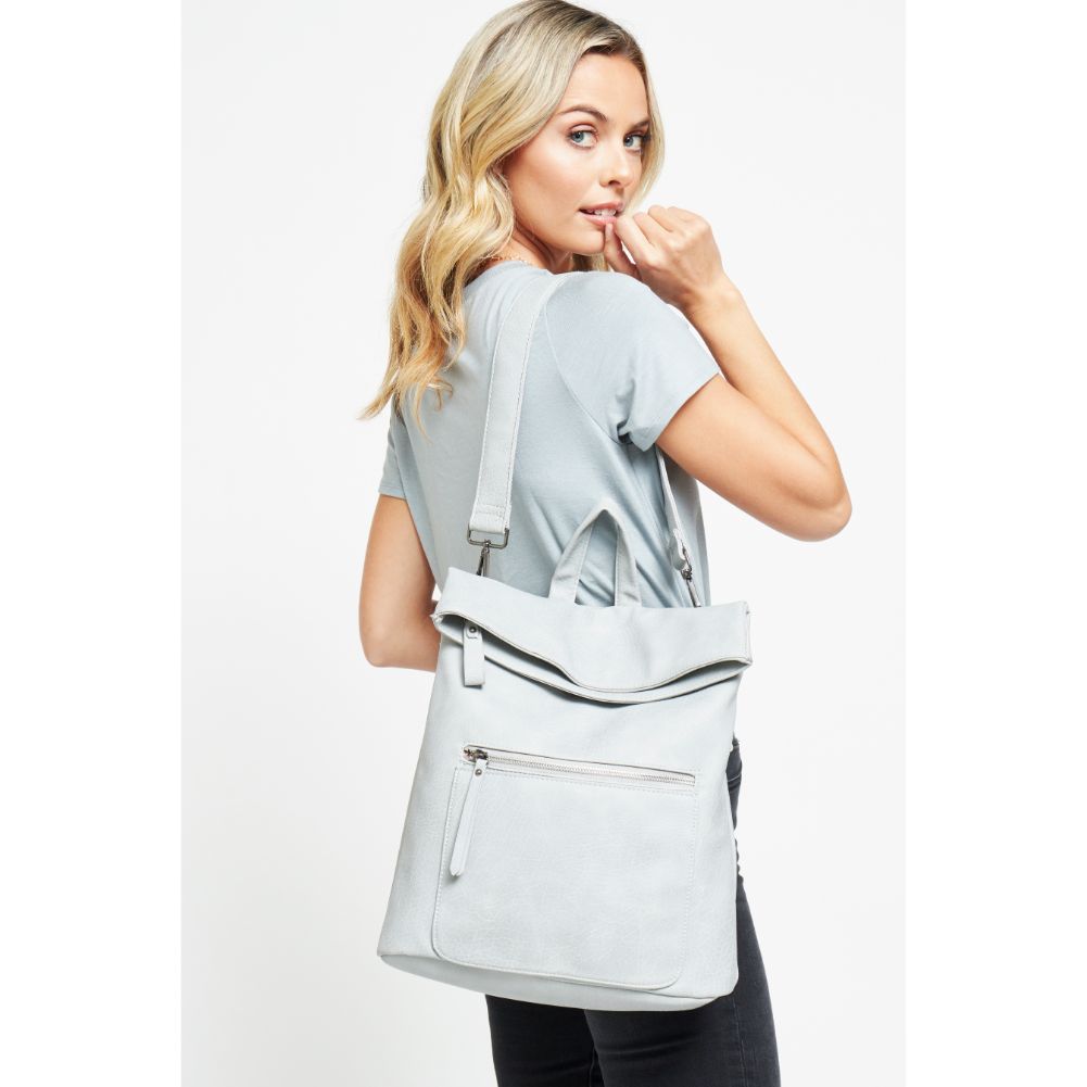 Woman wearing Dove Grey Urban Expressions Lennon Backpack 840611159441 View 3 | Dove Grey