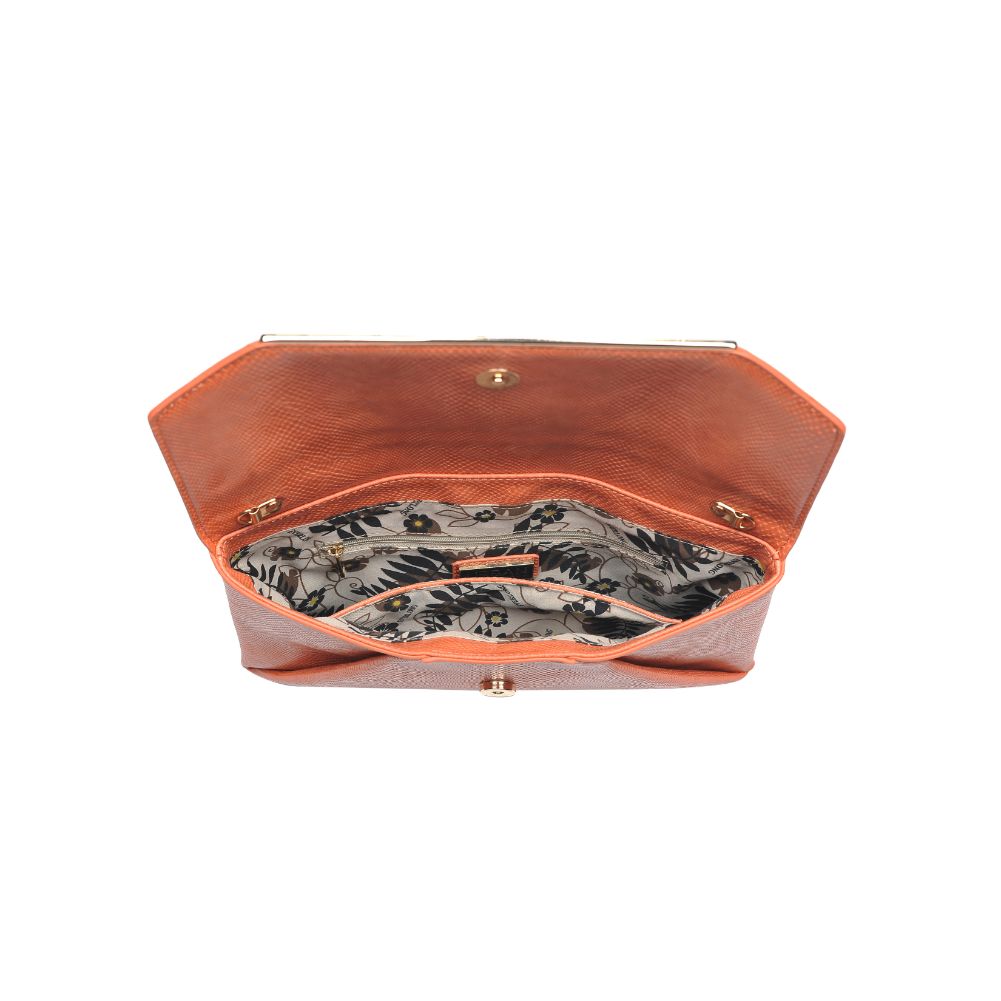 Product Image of Urban Expressions Lena Lizard Clutch 840611169358 View 4 | Persimmon