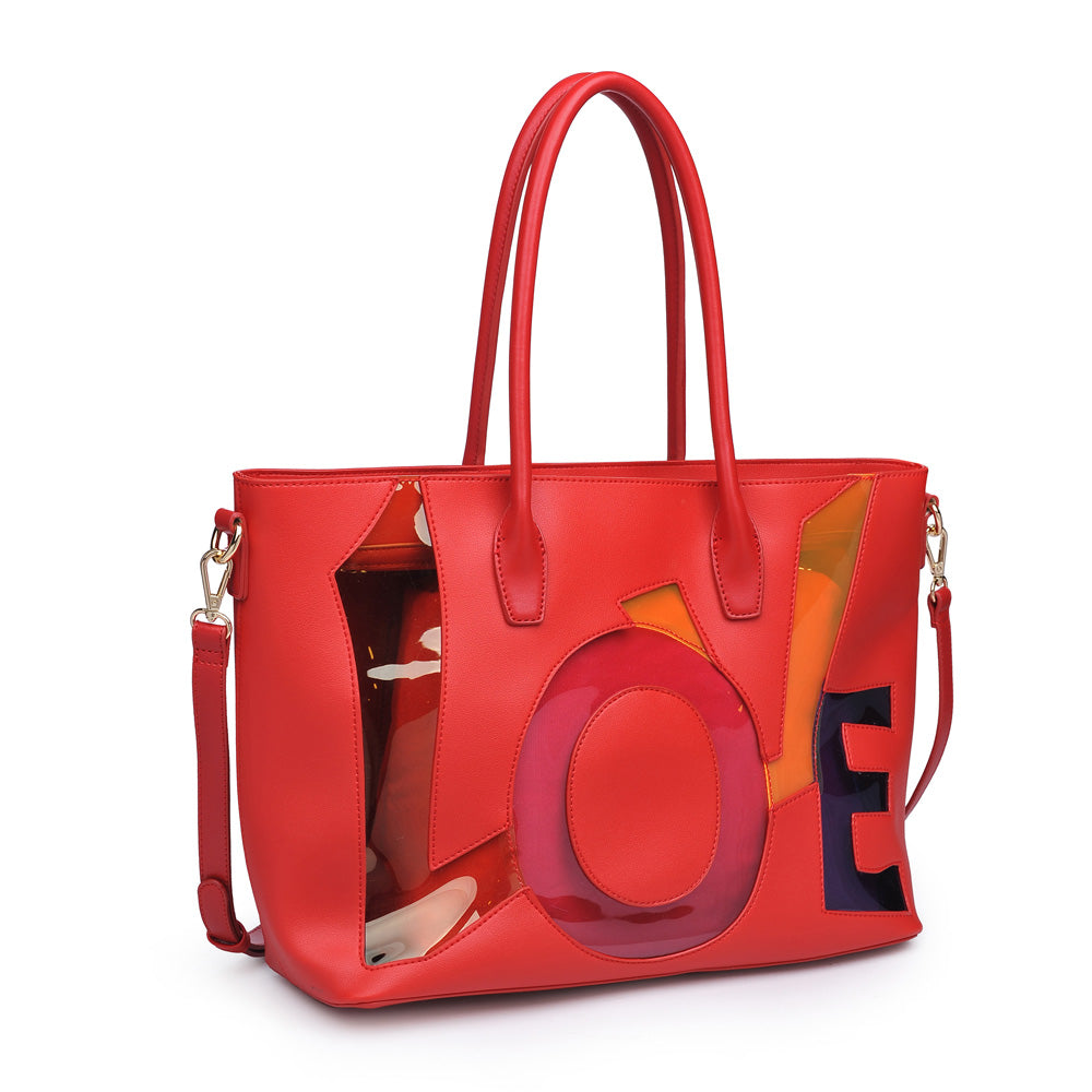 Woman wearing Red Urban Expressions Love Tote 840611160706 View 6 | Red