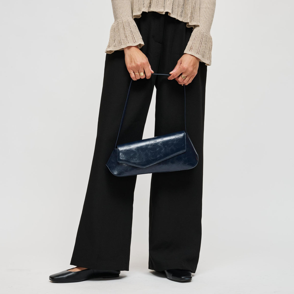 Woman wearing Midnight Urban Expressions Mett Shoulder Bag 840504212703 View 3 | Midnight