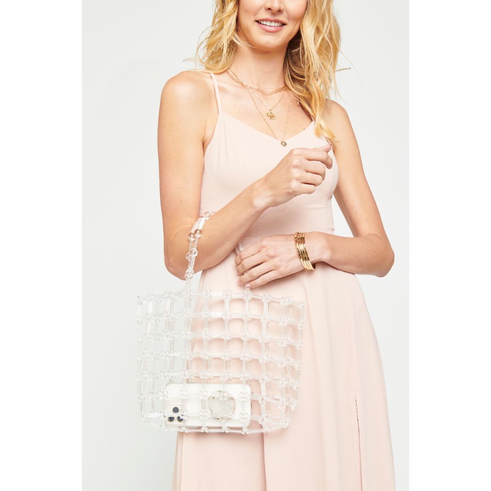 Woman wearing Clear Urban Expressions Rowan Tote 840611167460 View 1 | Clear