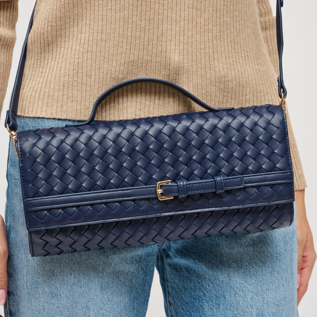 Woman wearing Midnight Urban Expressions Emerson Crossbody 840611198365 View 4 | Midnight
