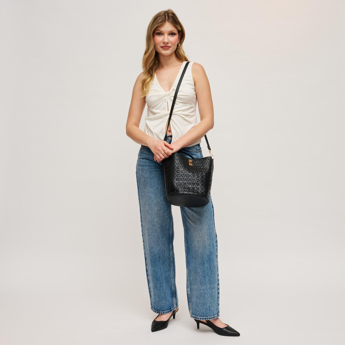 Woman wearing Black Urban Expressions Maverick Bucket 840504204951 View 4 | Black