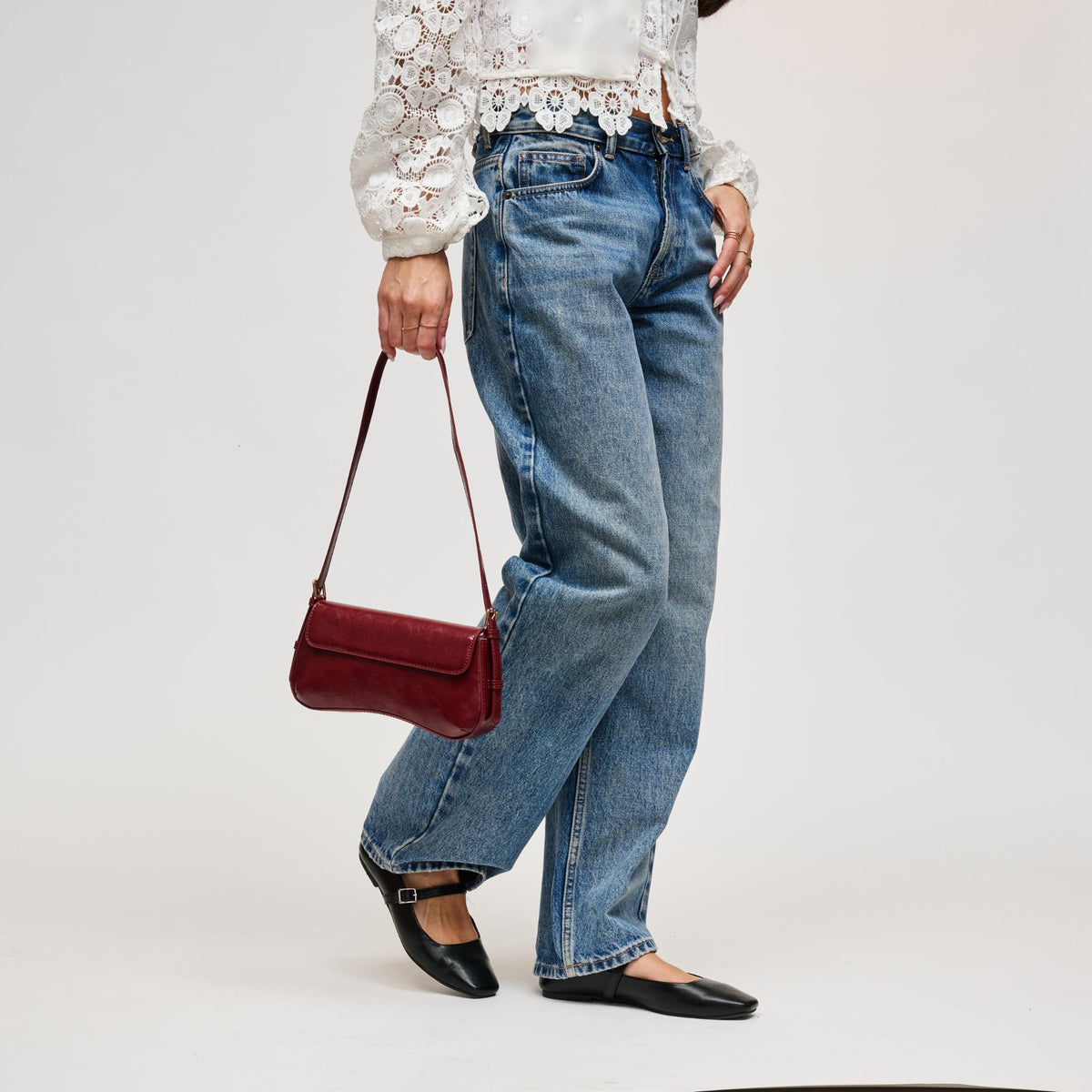 Woman wearing Wine Urban Expressions Jameson Shoulder Bag 840504212123 View 3 | Wine