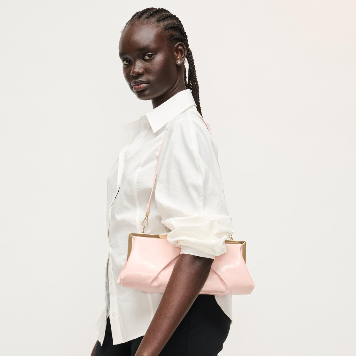 Woman wearing Pink Urban Expressions Scottie Crossbody 840504208003 View 3 | Pink