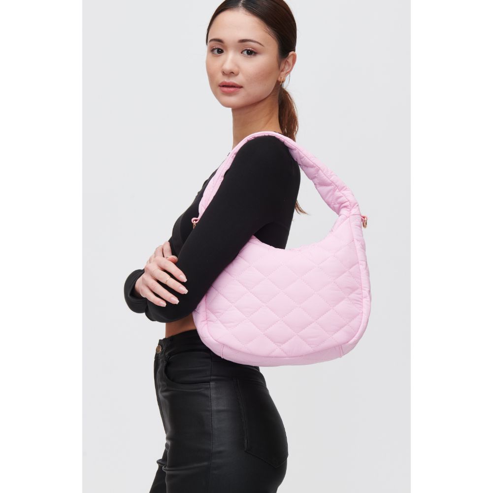 Woman wearing Rose Urban Expressions Sonoma - Quilted Nylon Hobo 840611118479 View 1 | Rose