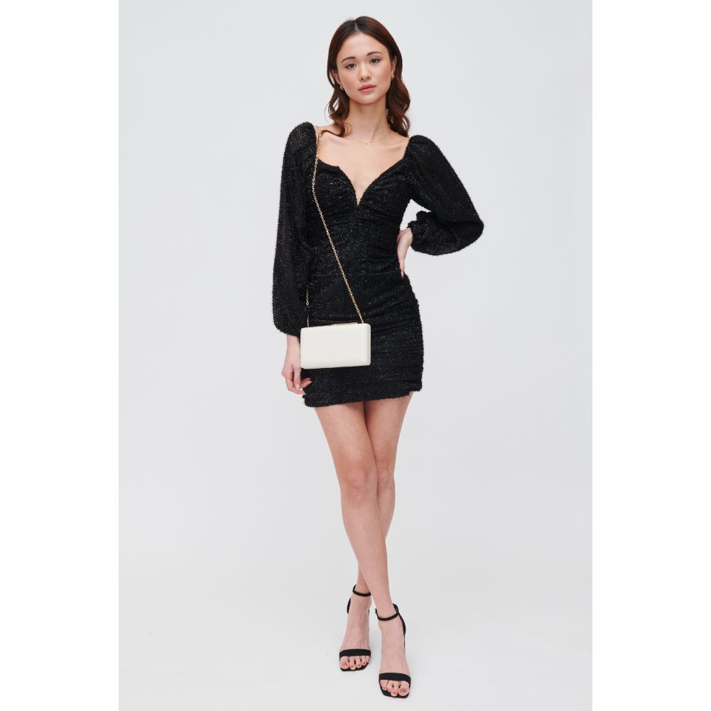 Woman wearing White Urban Expressions Thalia Evening Bag 840611118677 View 3 | White