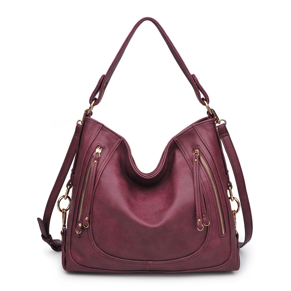 Product Image of Urban Expressions Jessica Pebble Satchel NA-840611155221 View 1 | Burgundy