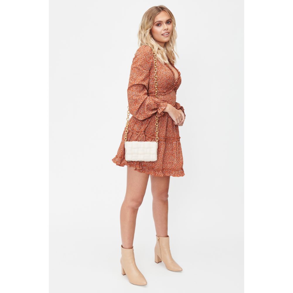 Woman wearing Oatmilk Urban Expressions Holden Crossbody 840611101242 View 4 | Oatmilk