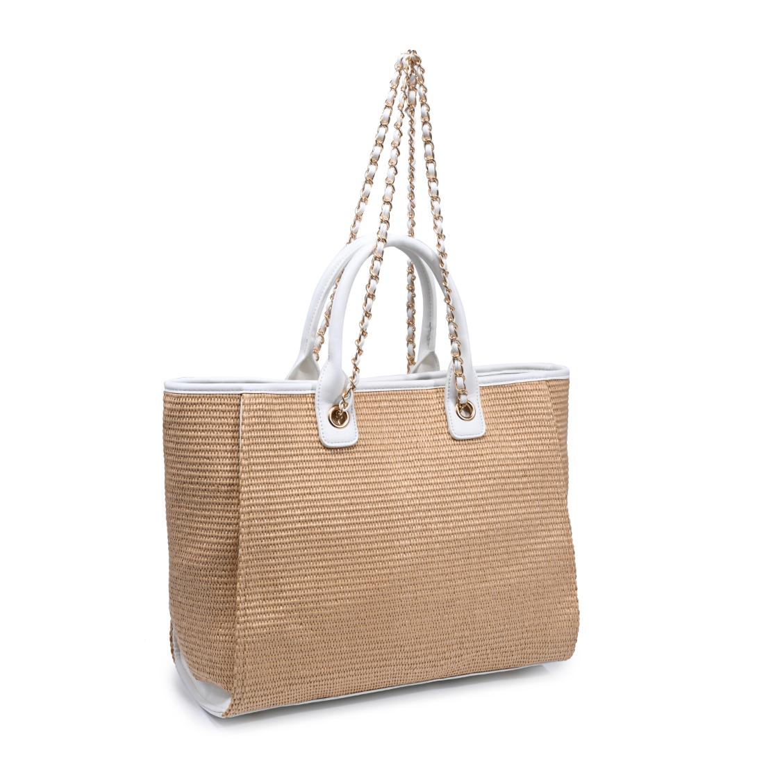 Woman wearing Natural White Urban Expressions Jaxon Tote 840504205033 View 6 | Natural White