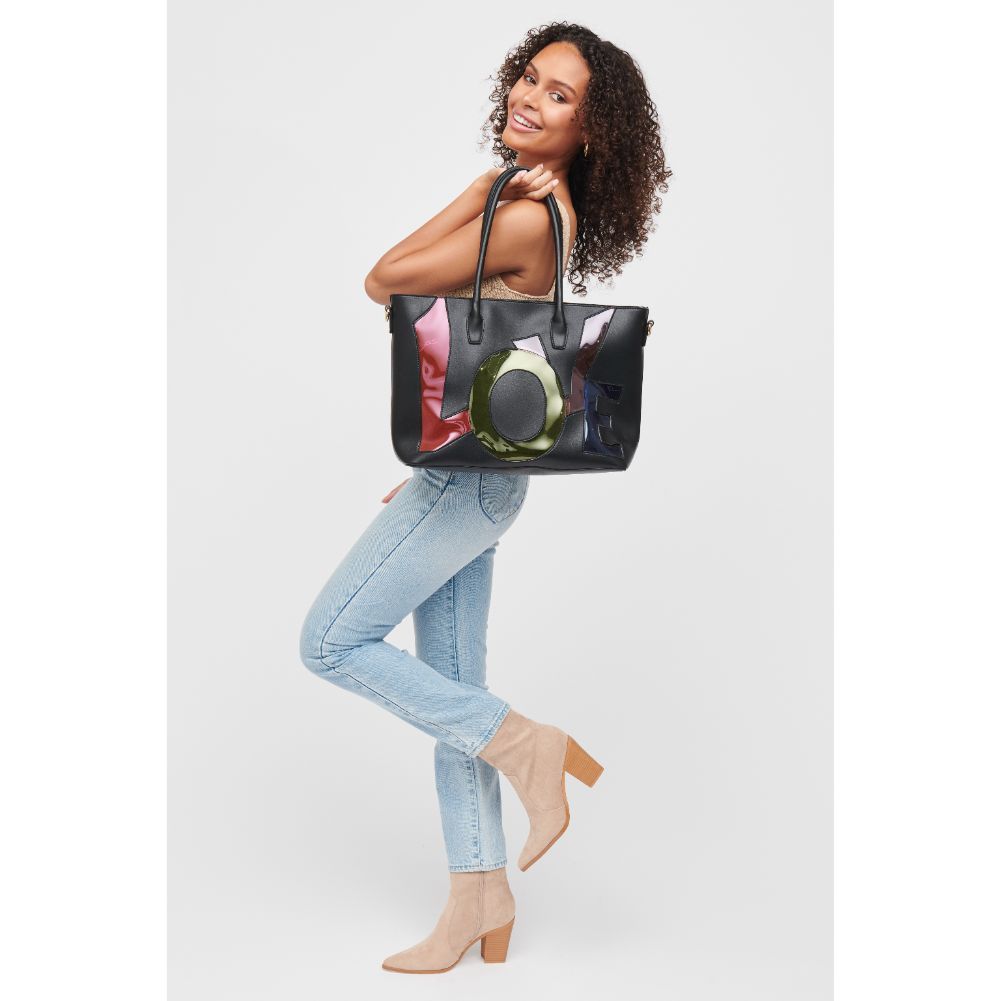 Woman wearing Black Urban Expressions Love Tote 840611160690 View 4 | Black