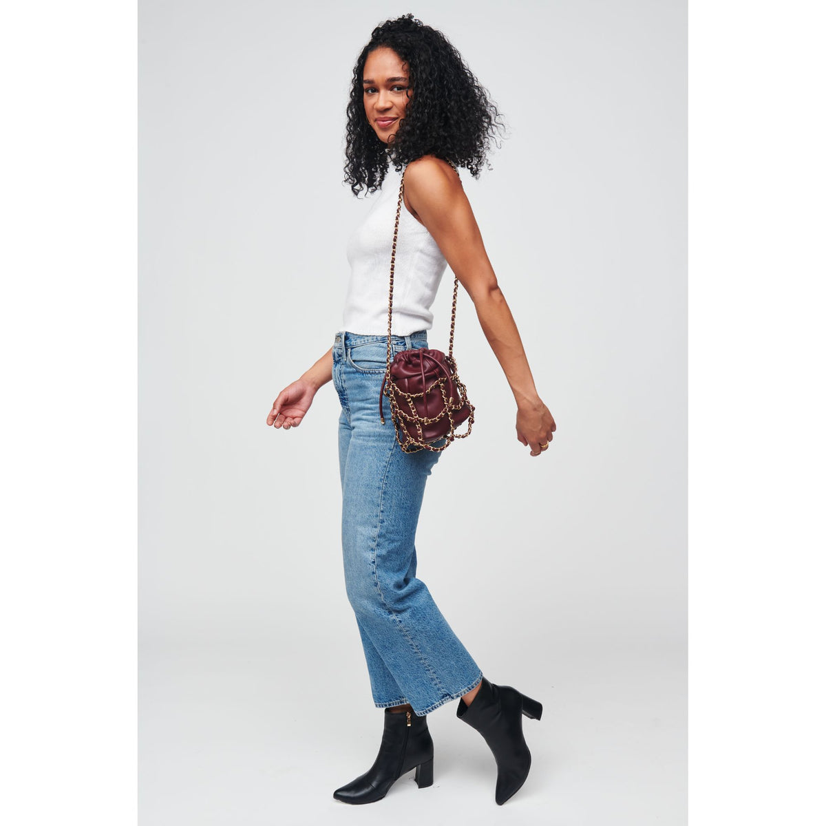 Woman wearing Burgundy Urban Expressions Moira Crossbody 818209012331 View 3 | Burgundy